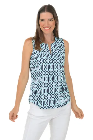 Lattice UPF50  Split Neck Sleeveless Top