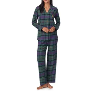 Lauren Ralph Lauren Women’s Brushed Twill Plaid Holiday Pajama Set, size Large