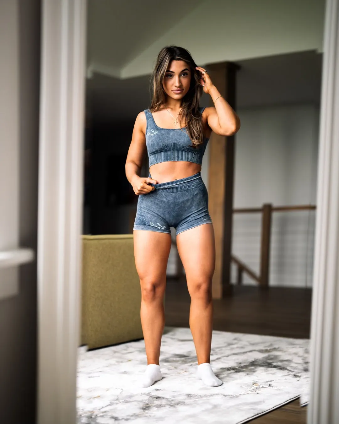 Lena Faded Blue Seamless Shorts