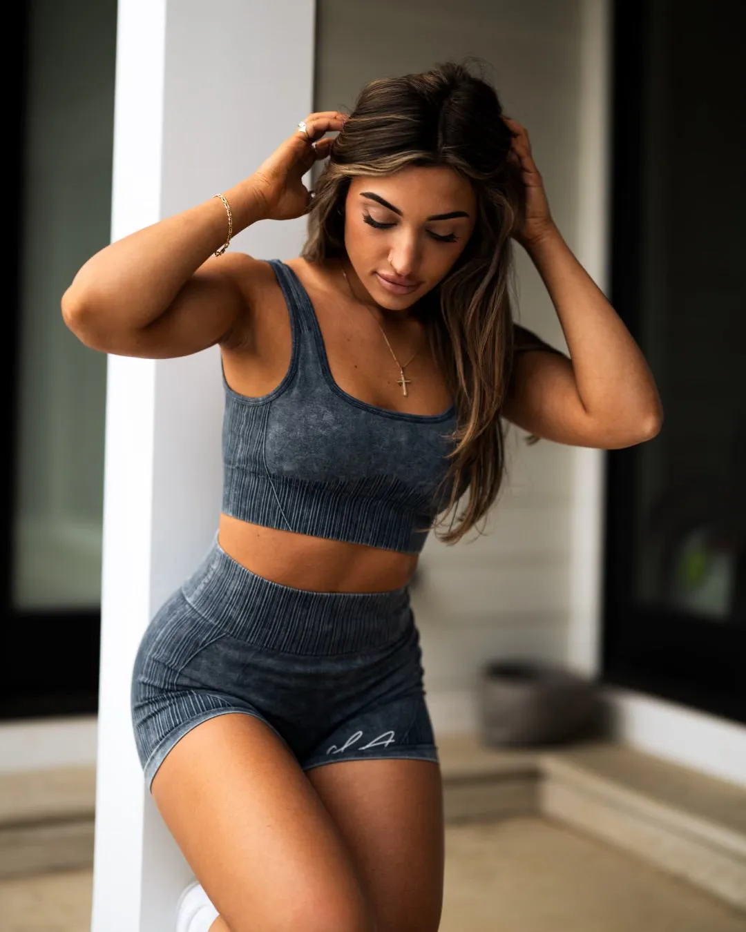 Lena Faded Blue Seamless Shorts