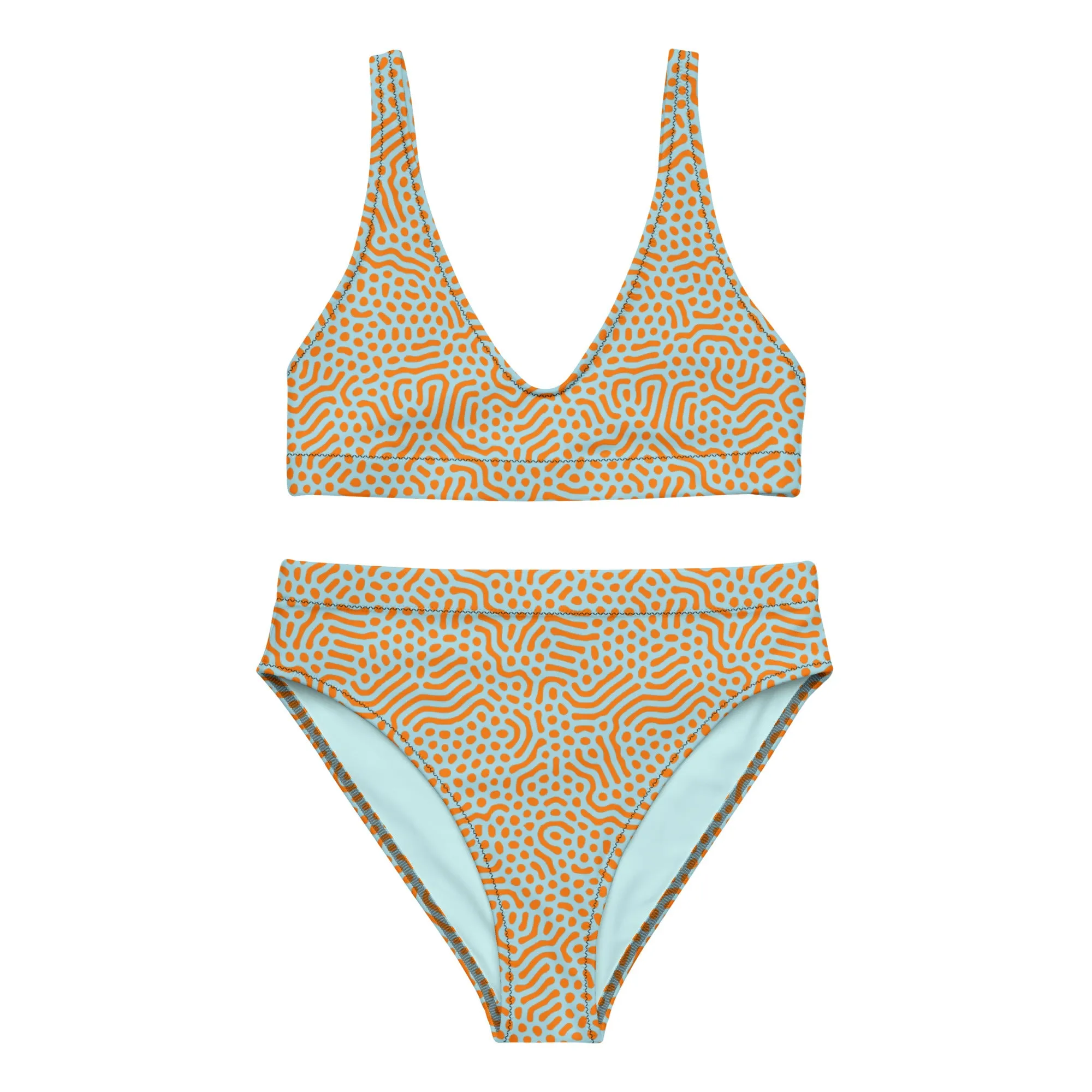 Life League Gear - "High Viz Coral and Blue" - Women's Bikini (Black Trim)