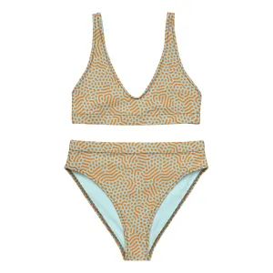 Life League Gear - "High Viz Coral and Blue" - Women's Bikini (Black Trim)