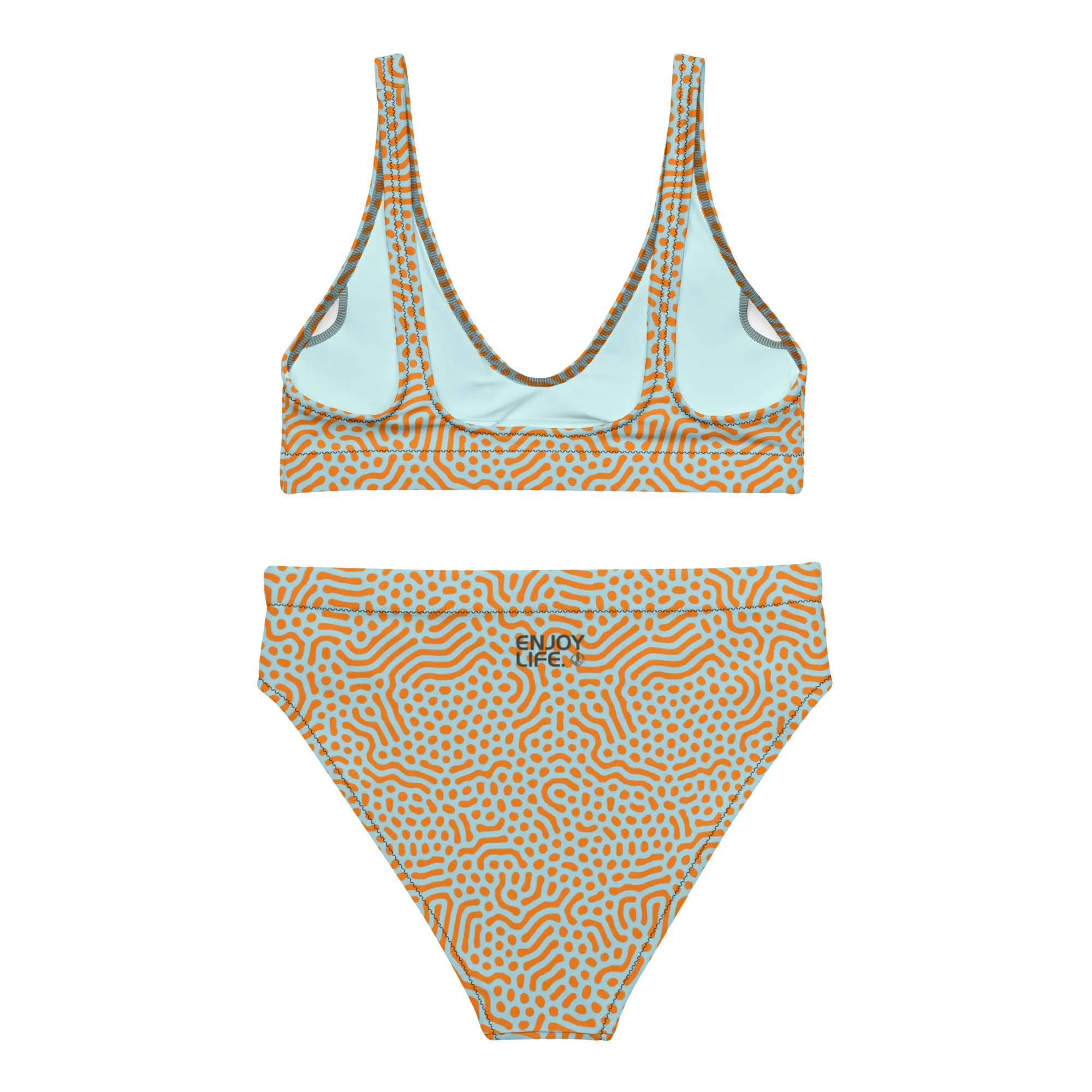 Life League Gear - "High Viz Coral and Blue" - Women's Bikini (Black Trim)