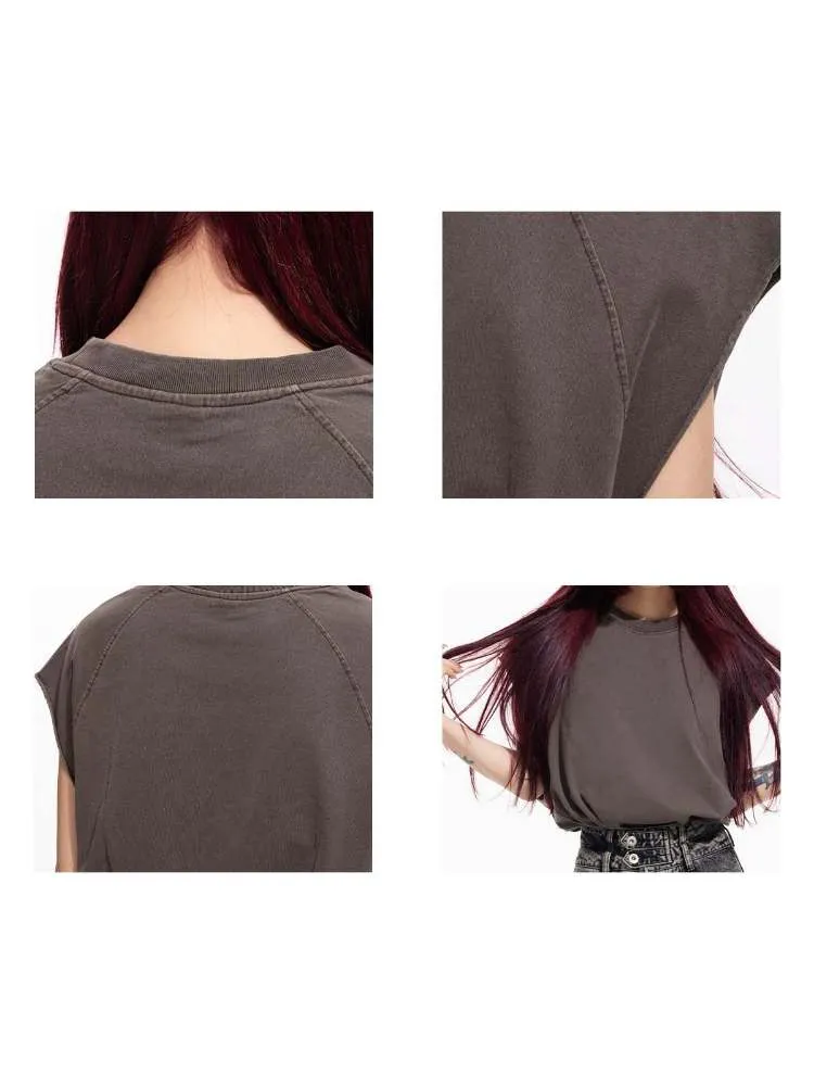 Loose Solid Color Sleeveless Cotton Tops【s0000006734】