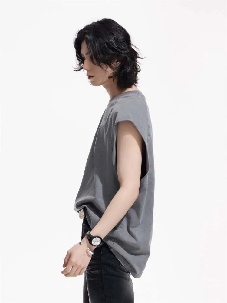 Loose Solid Color Sleeveless Cotton Tops【s0000006734】