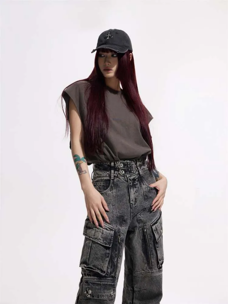 Loose Solid Color Sleeveless Cotton Tops【s0000006734】