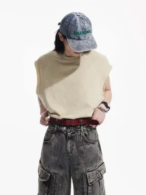 Loose Solid Color Sleeveless Cotton Tops【s0000006734】