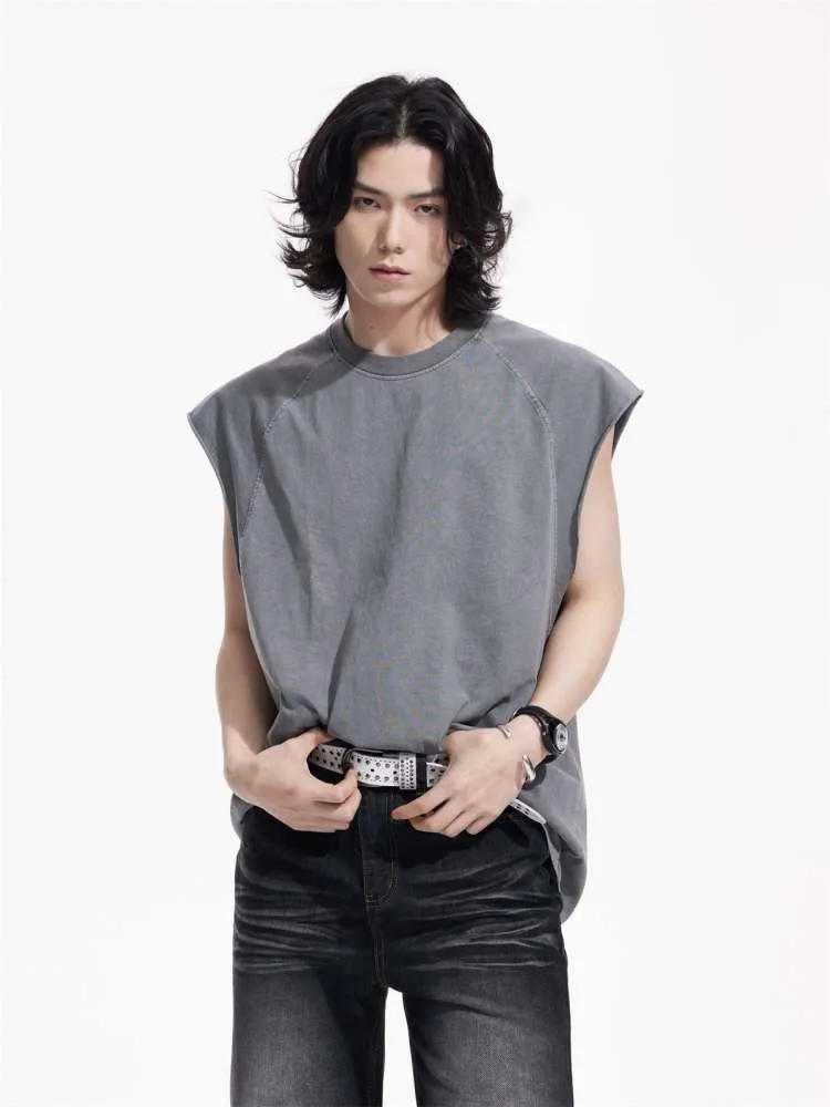 Loose Solid Color Sleeveless Cotton Tops【s0000006734】
