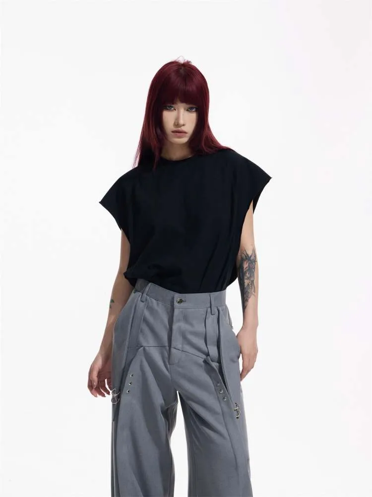Loose Solid Color Sleeveless Cotton Tops【s0000006734】