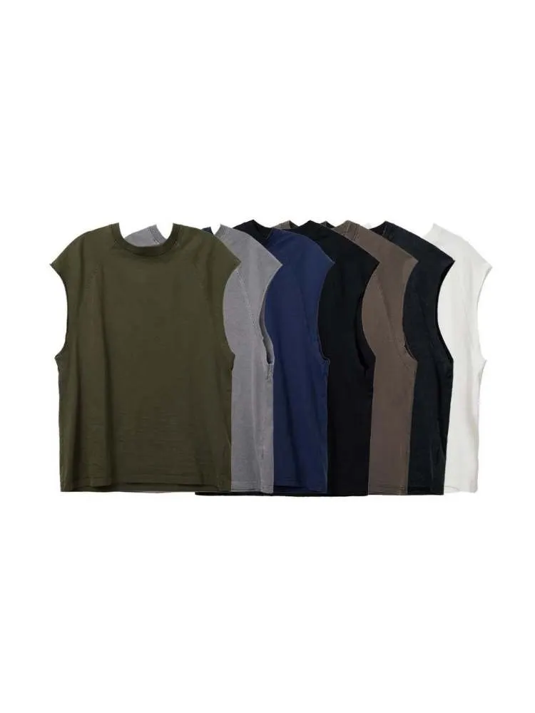 Loose Solid Color Sleeveless Cotton Tops【s0000006734】