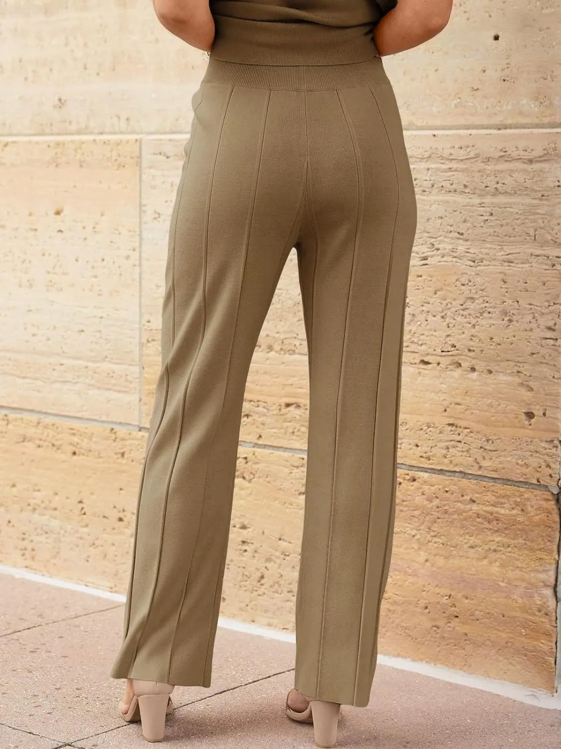 Lorena Round Neck Cap Sleeve Top and Pants Knit Set