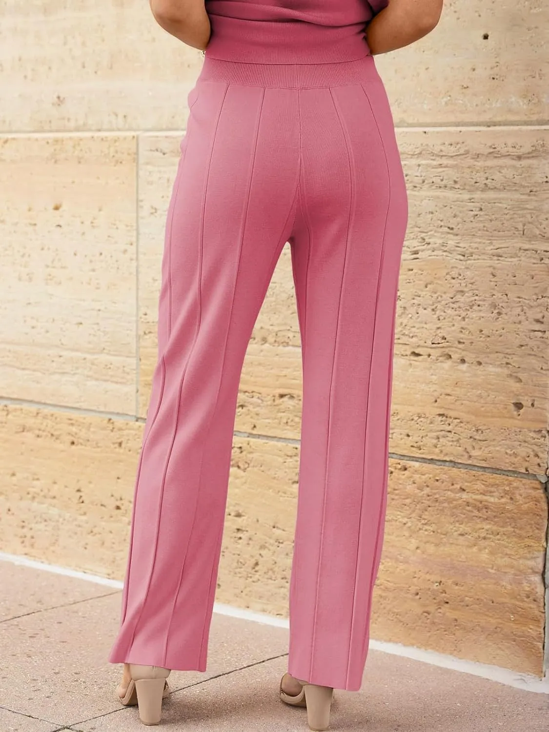 Lorena Round Neck Cap Sleeve Top and Pants Knit Set