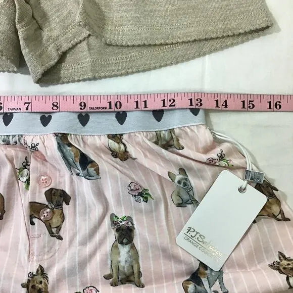 LOT OF 2 PJ SALVAGE XS Pink Dog Print Loungewear Pajama Bottoms Shorts NWT B25