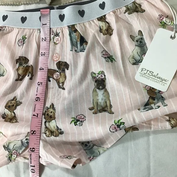LOT OF 2 PJ SALVAGE XS Pink Dog Print Loungewear Pajama Bottoms Shorts NWT B25