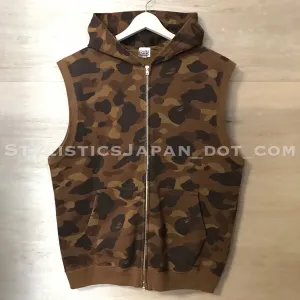 [M] A Bathing Ape Bape Camo Sleeveless Hoodie Brown