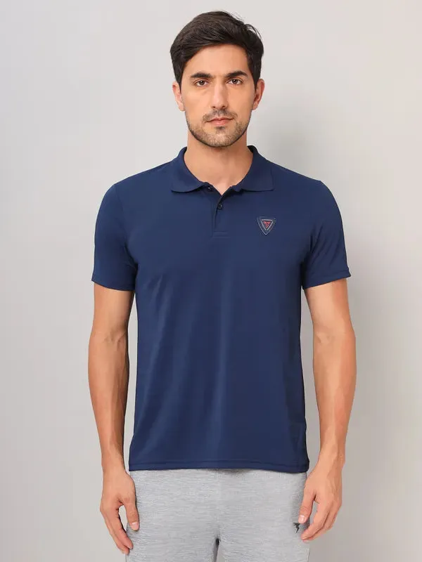 Men Self Design Slim Fit Polo T-shirt with AIRTEX STRIPES