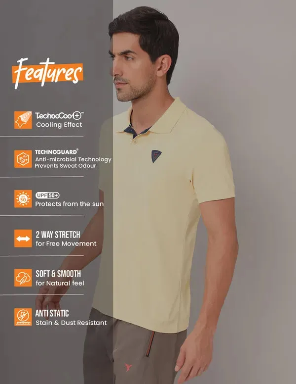 Men Self Design Slim Fit Polo T-shirt with AIRTEX STRIPES