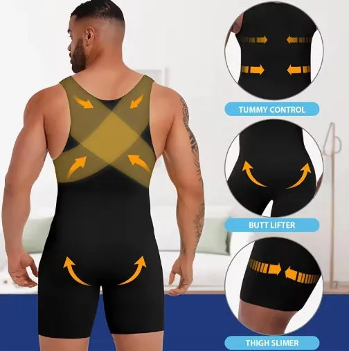 Mens Full Body Shaper Underwear Slimming Abdomen Compression Bodysuits Tummy Control Flat Stomach Shapewear Male Waist Shapers