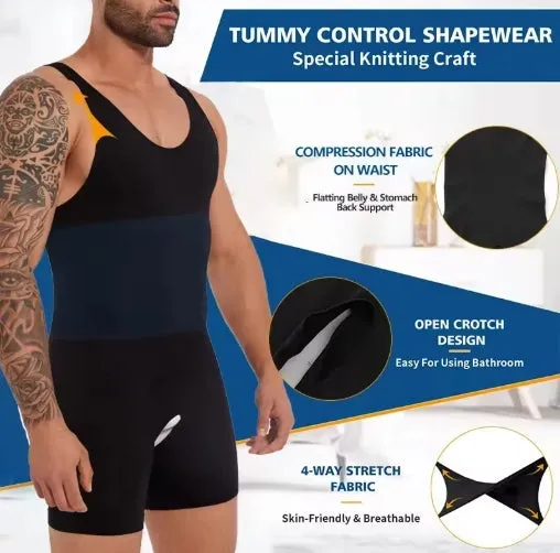 Mens Full Body Shaper Underwear Slimming Abdomen Compression Bodysuits Tummy Control Flat Stomach Shapewear Male Waist Shapers