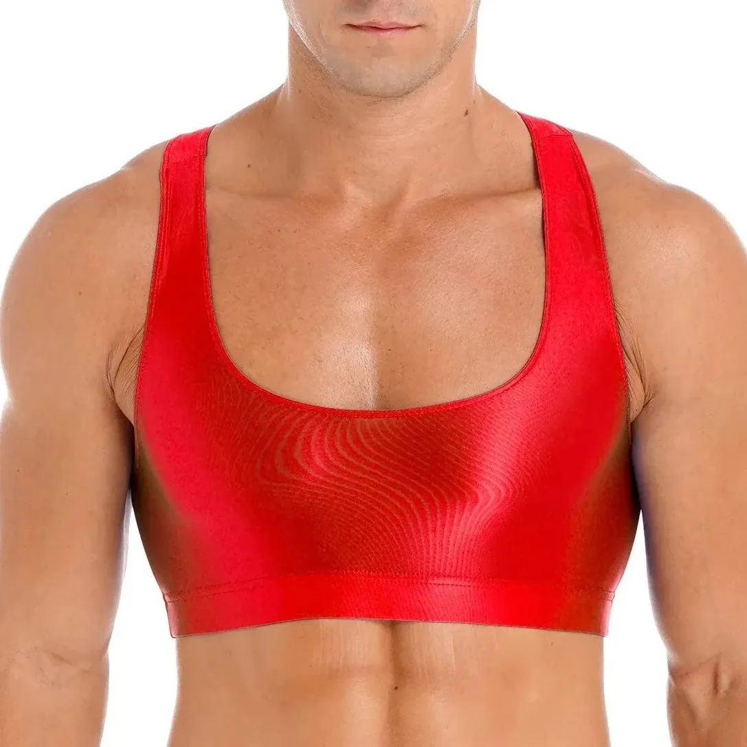 Men's Glossy Sports Crop Top