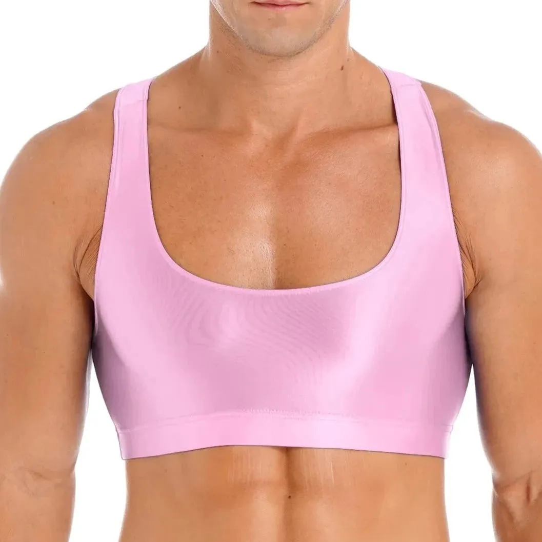 Men's Glossy Sports Crop Top