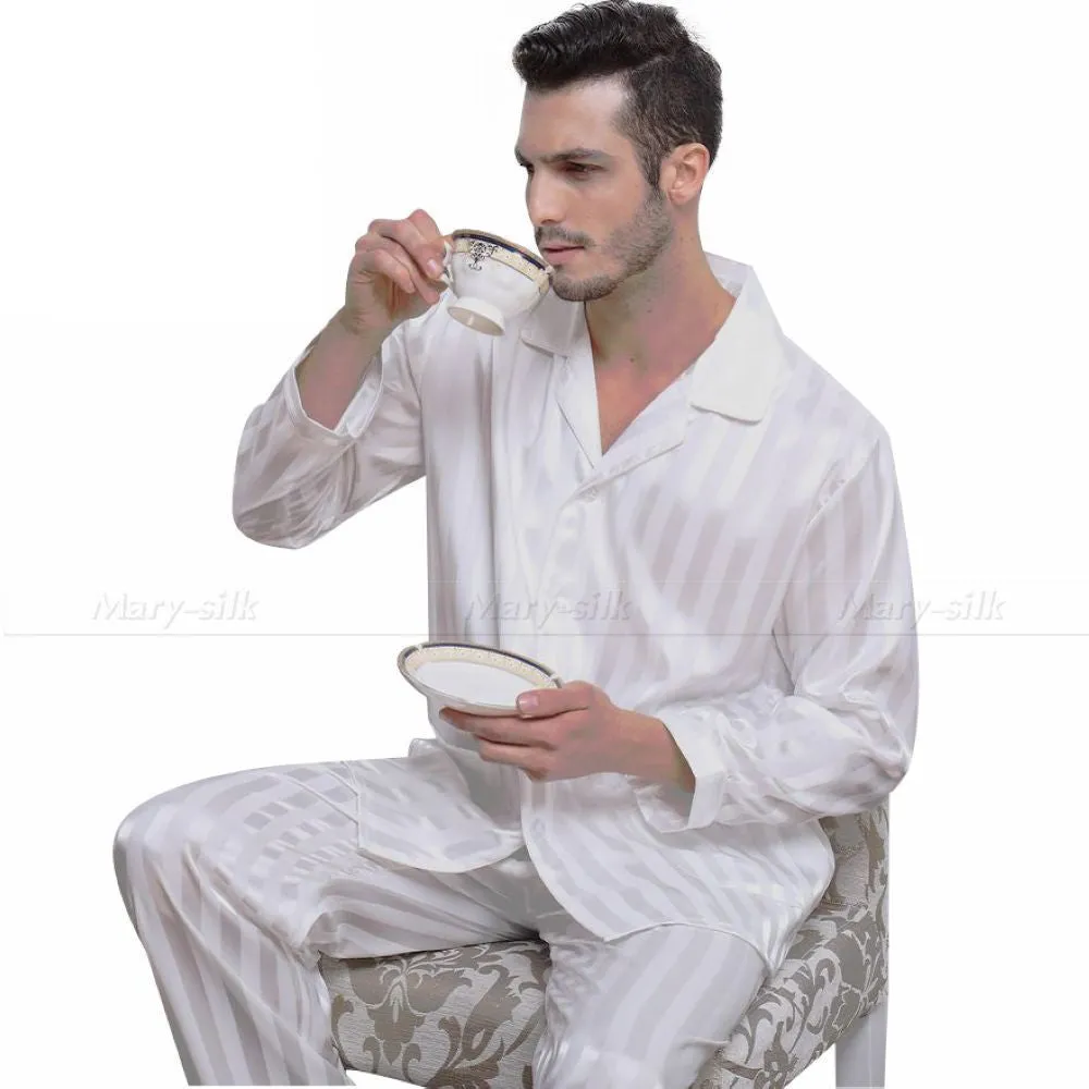 Mens Silk Satin Pajamas Set Pajama Pyjamas Set Sleepwear Set Loungewear S,M,L,XL,2XL,3XL,4XL Plus Striped Black