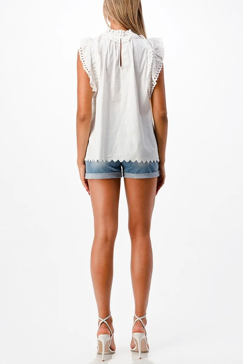 Miss Me Eyelet Detail Woven Top