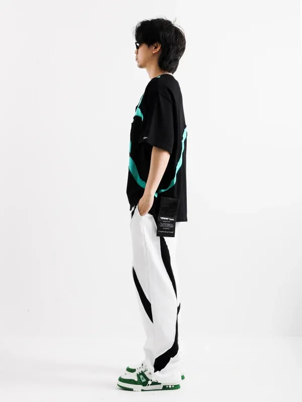 Mod Wave Movement Black & White Sweat pants- White