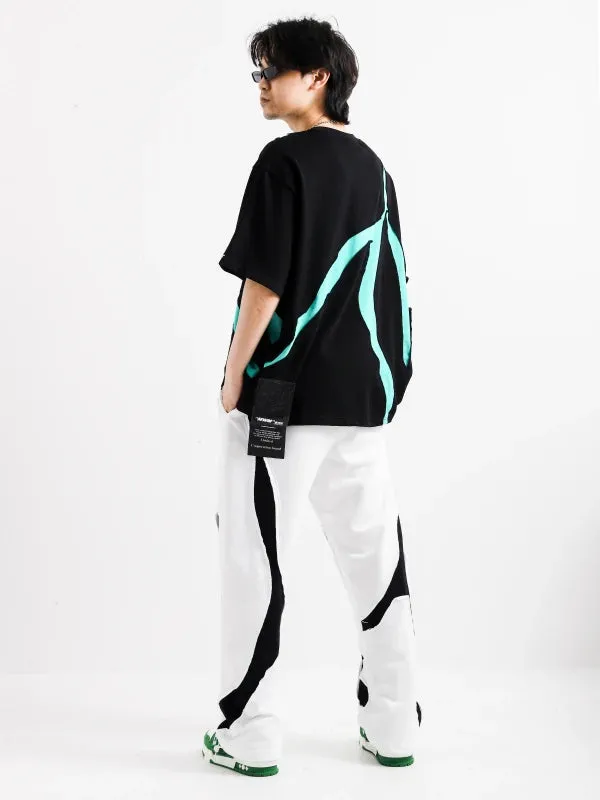 Mod Wave Movement Black & White Sweat pants- White