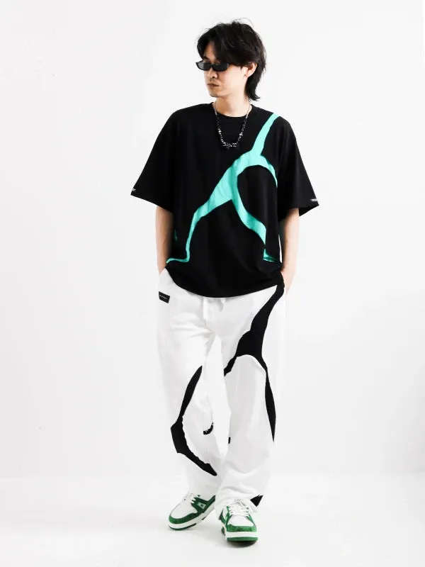 Mod Wave Movement Black & White Sweat pants- White