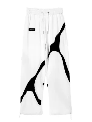 Mod Wave Movement Black & White Sweat pants- White
