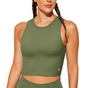 Natural Feelings Nudi Sports Bras for Women Removable Padded Yoga Tank Tops Sleeveless Fitness Workout Crop Tops Grey Olive