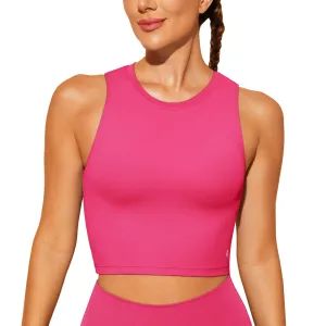 Natural Feelings Nudi Sports Bras for Women Removable Padded Yoga Tank Tops Sleeveless Fitness Workout Crop Tops Shocking Pink