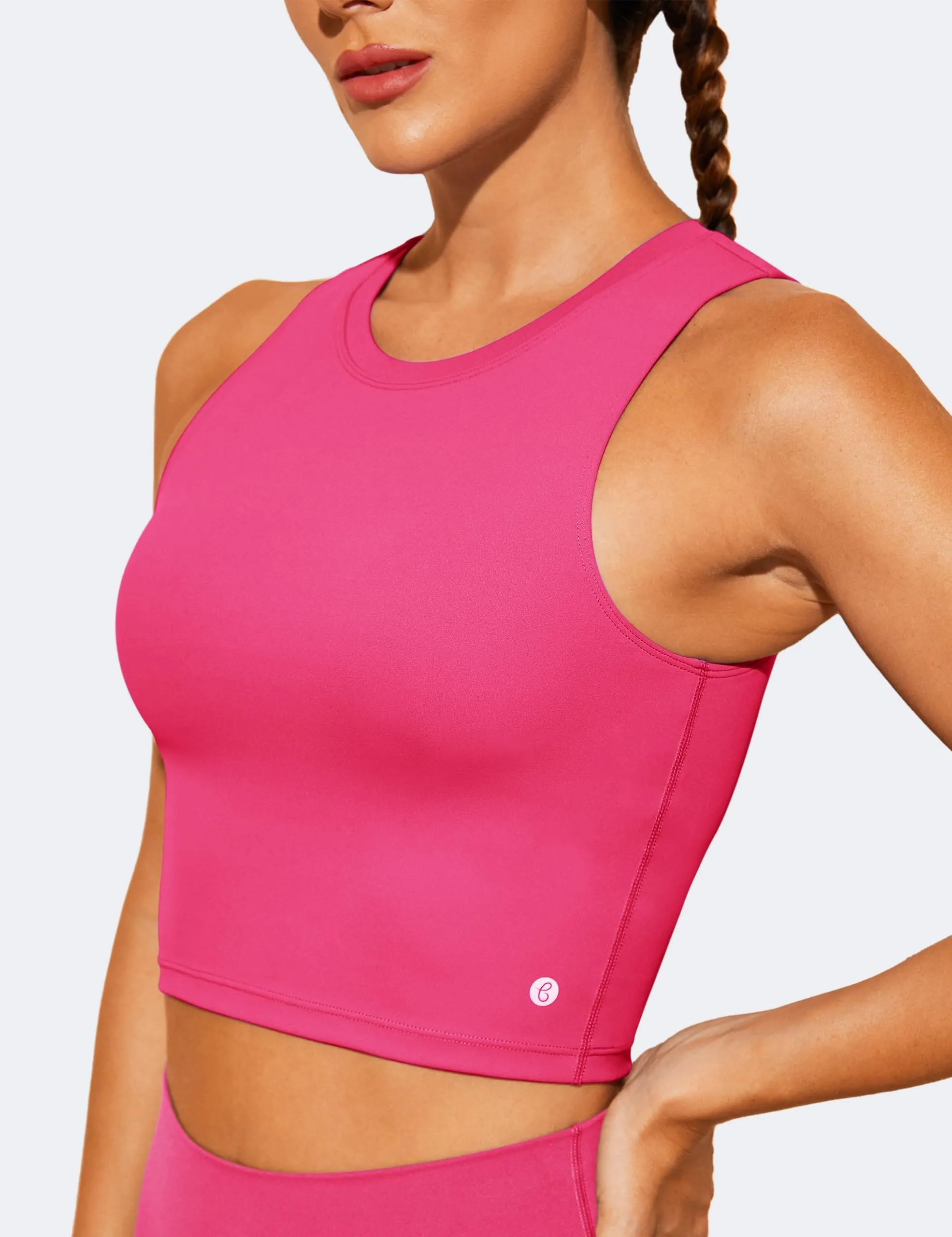 Natural Feelings Nudi Sports Bras for Women Removable Padded Yoga Tank Tops Sleeveless Fitness Workout Crop Tops Shocking Pink