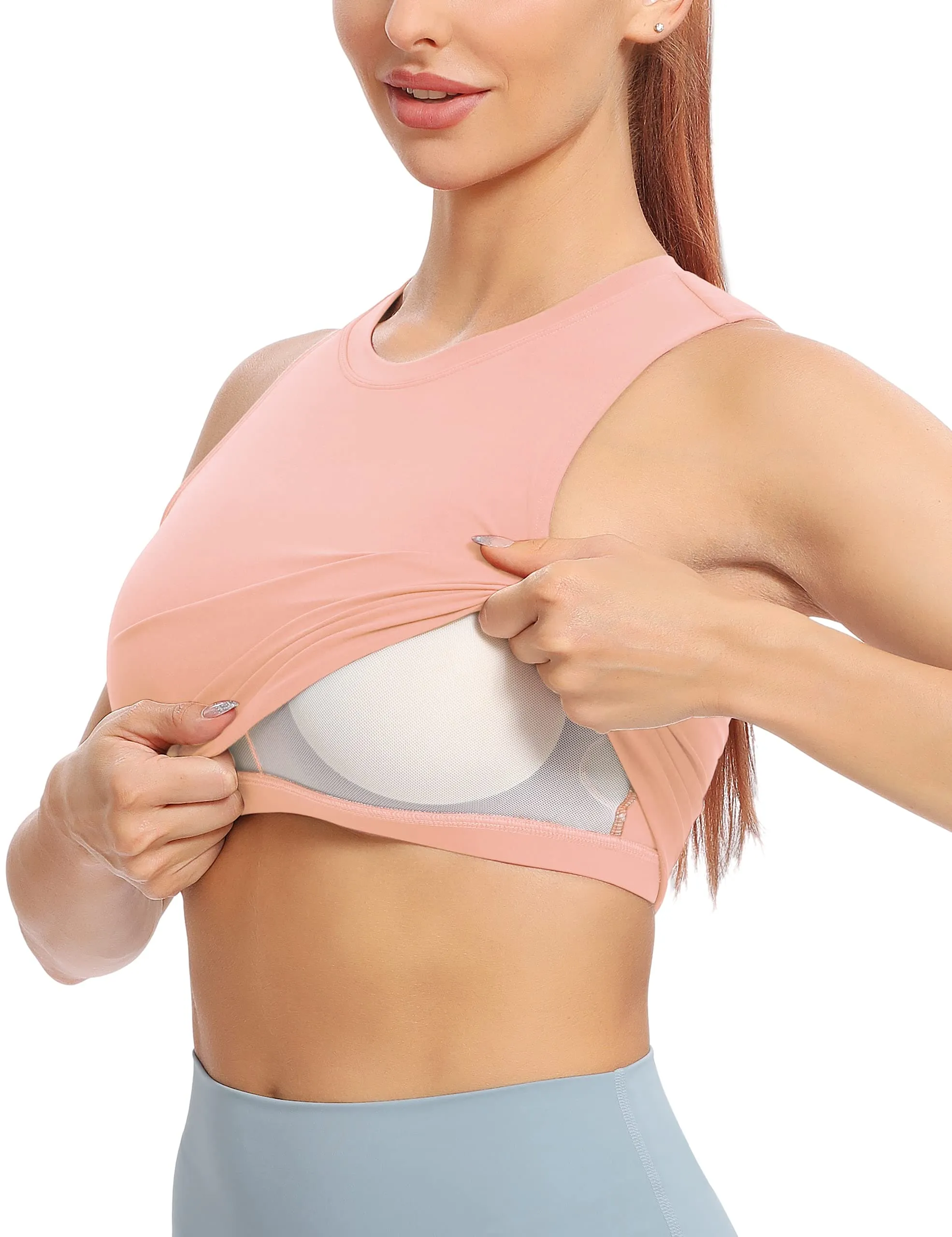 Natural Feelings Nudi Sports Bras for Women Removable Padded Yoga Tank Tops Sleeveless Fitness Workout Crop Tops