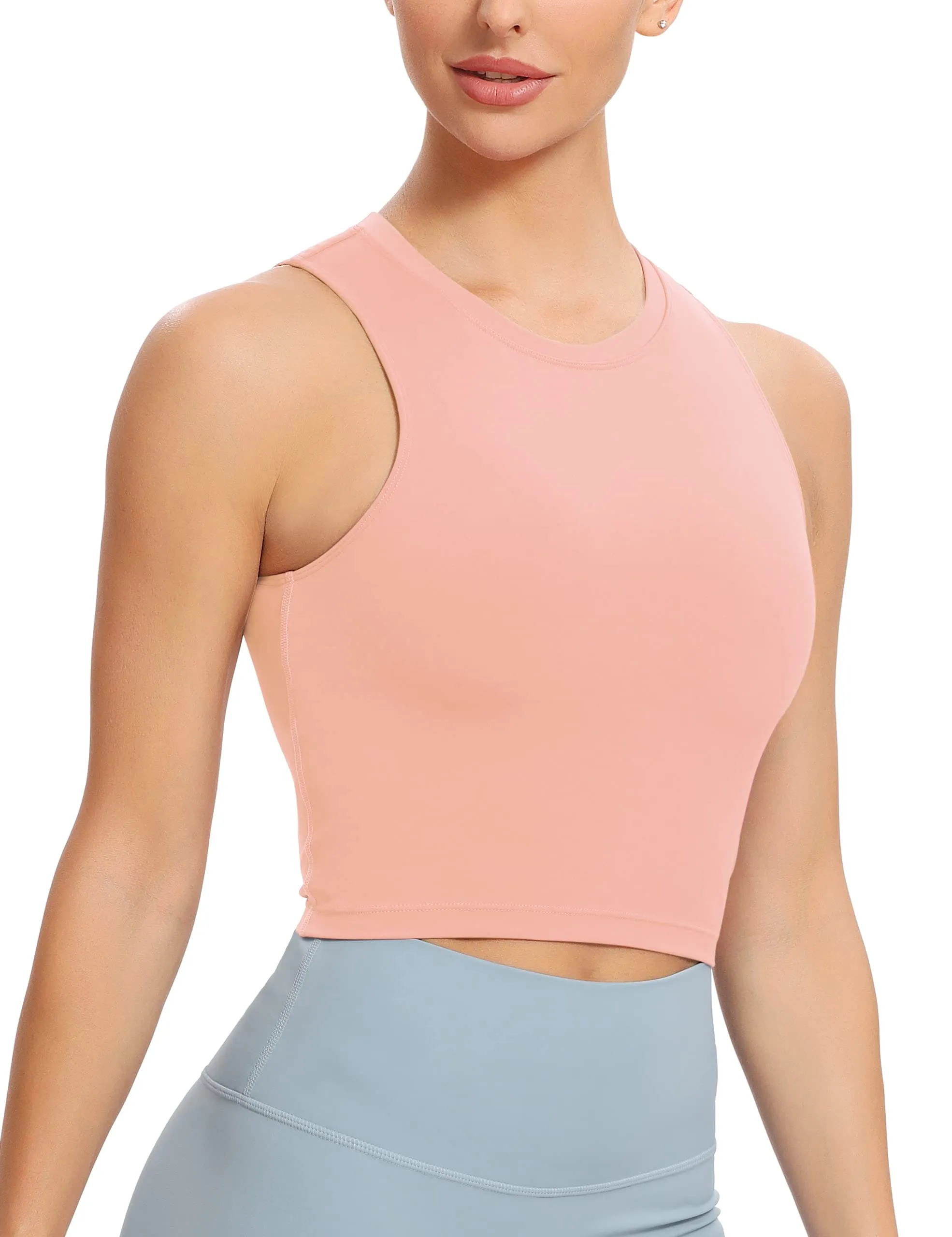 Natural Feelings Nudi Sports Bras for Women Removable Padded Yoga Tank Tops Sleeveless Fitness Workout Crop Tops