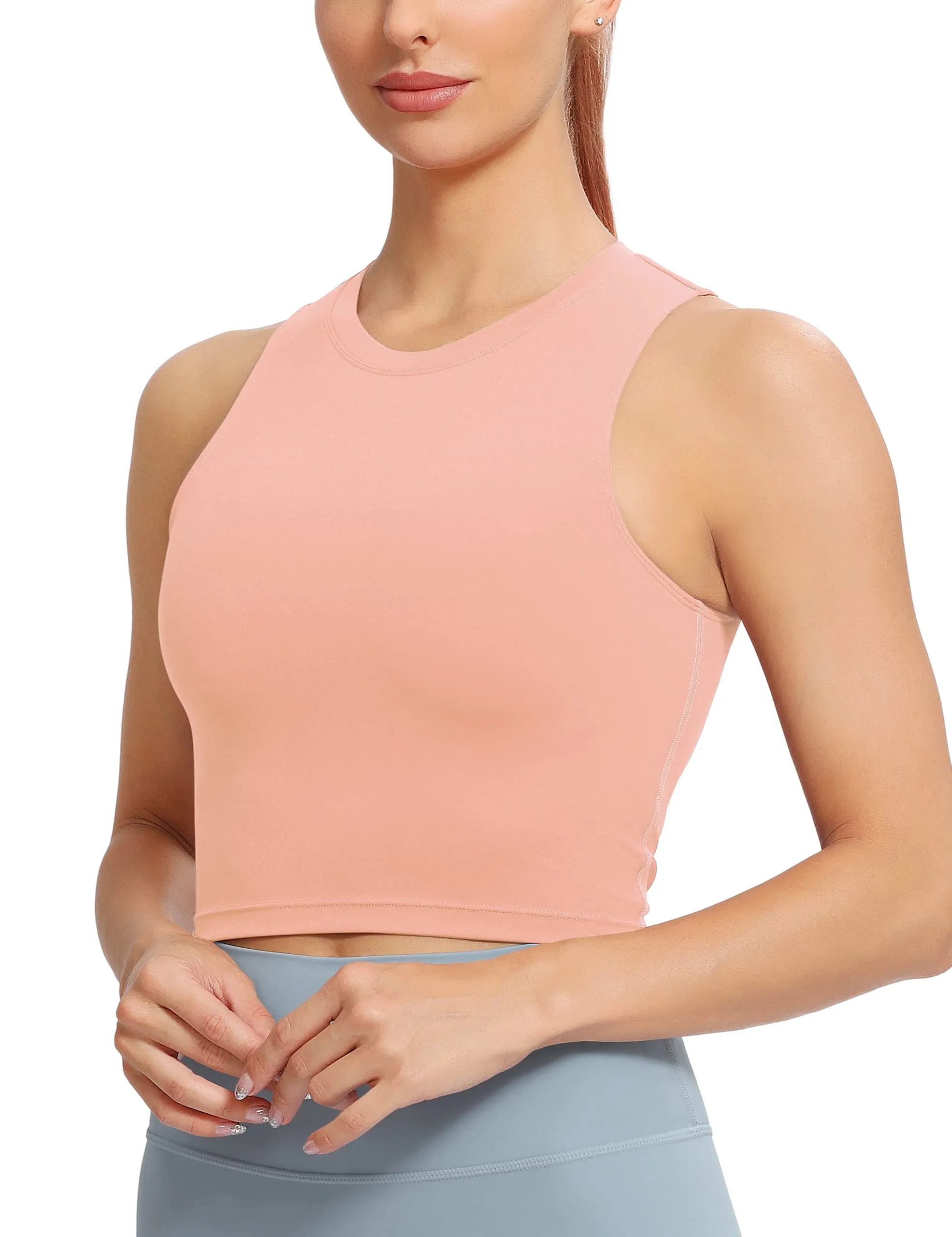 Natural Feelings Nudi Sports Bras for Women Removable Padded Yoga Tank Tops Sleeveless Fitness Workout Crop Tops