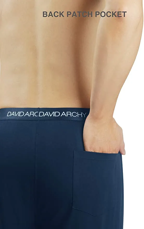 New DAVID ARCHY Men's Bamboo Long Pants Loungewear Sleep Bottoms, Blue, Sz L!