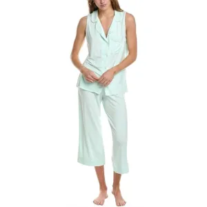 New Hale Bob 2 Piece Super Soft &amp; Cozy Baby Blue Pajama Set Capri Sleeveless XS