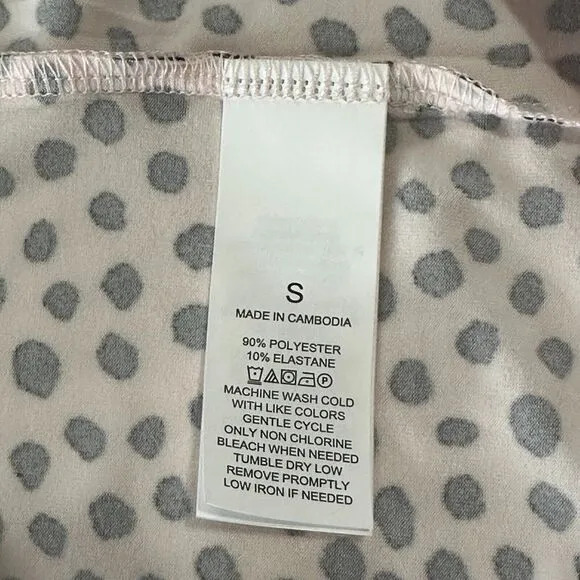 NEW Kate Spade NY Pajama Top Jersey Pink Black Dot Shirt Sleeve Loungewear sz S