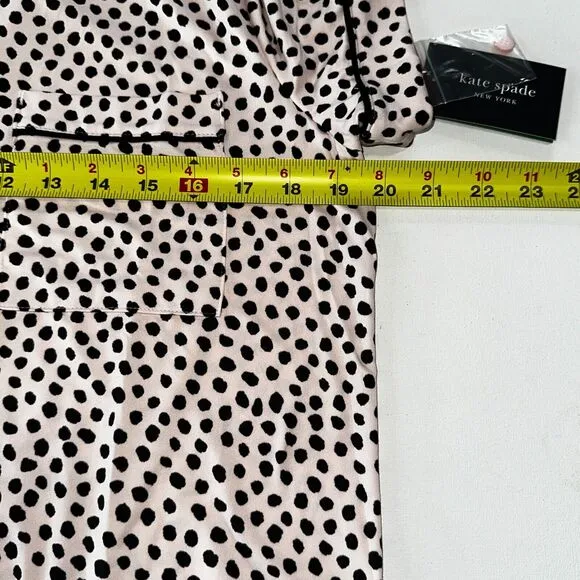 NEW Kate Spade NY Pajama Top Jersey Pink Black Dot Shirt Sleeve Loungewear sz S