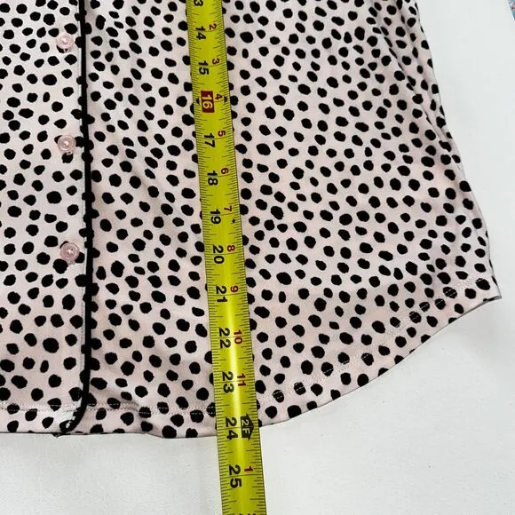 NEW Kate Spade NY Pajama Top Jersey Pink Black Dot Shirt Sleeve Loungewear sz S