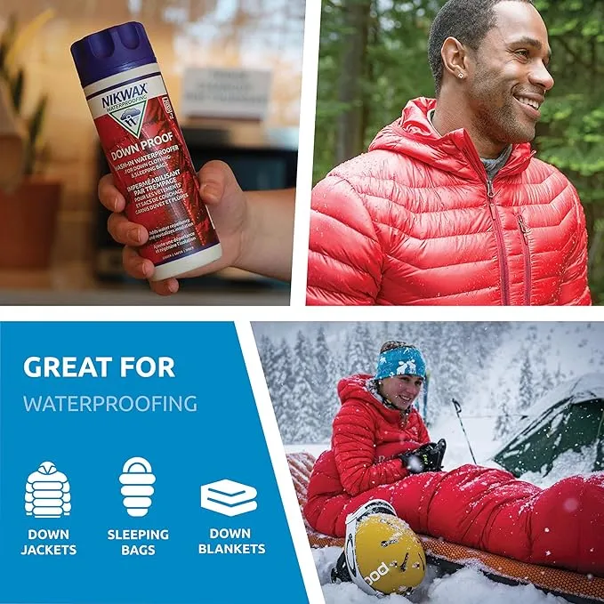 Nikwax Down Proof Wash-in Waterproofing Restores DWR Water Repellency to Down Filled Jackets, Outerwear, Vests, Sleeping Bags, Quilts, and Bedding, Revitalizes and Protects Insulation and Loft