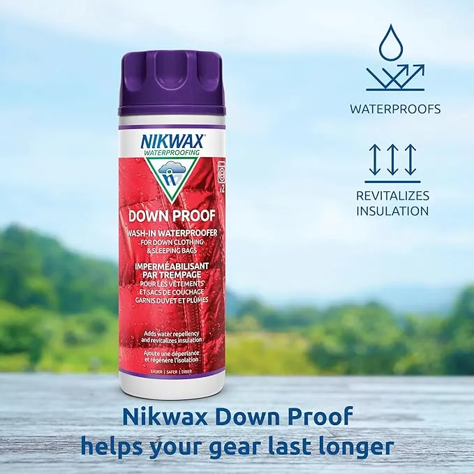Nikwax Down Proof Wash-in Waterproofing Restores DWR Water Repellency to Down Filled Jackets, Outerwear, Vests, Sleeping Bags, Quilts, and Bedding, Revitalizes and Protects Insulation and Loft