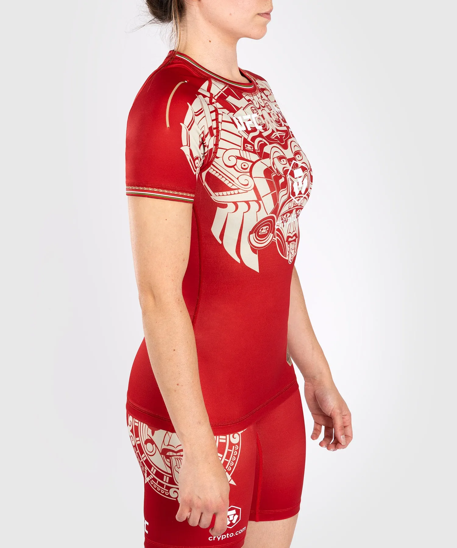 Noche UFC by Venum Authentic Fight Night Performance Rashguard met korte mouwen voor dames, rood