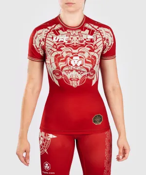 Noche UFC by Venum Authentic Fight Night Performance Rashguard met korte mouwen voor dames, rood