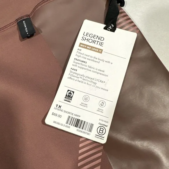 NWT $69 Athleta x Allyson Felix [ 1X ] Legend Shortie Shorts‎ Hearth Rose