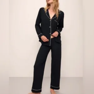 NWT Hale Bob 2 Piece set Luxury Pajama Loungewear Black Pant Set (L)
