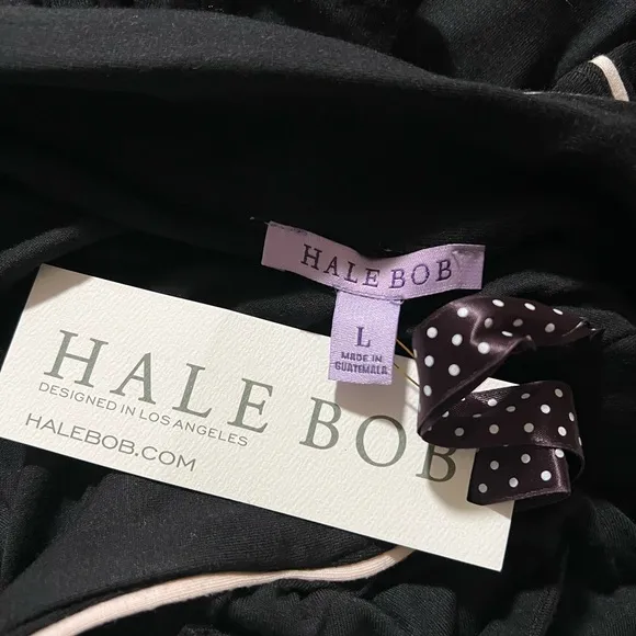 NWT Hale Bob 2 Piece set Luxury Pajama Loungewear Black Pant Set (L)