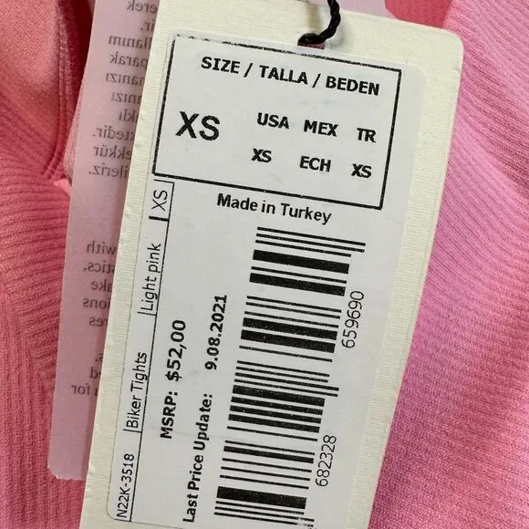 NWT Nocturne Women’s Pink Ribbed High Waist Bike Athletic Shorts - XS